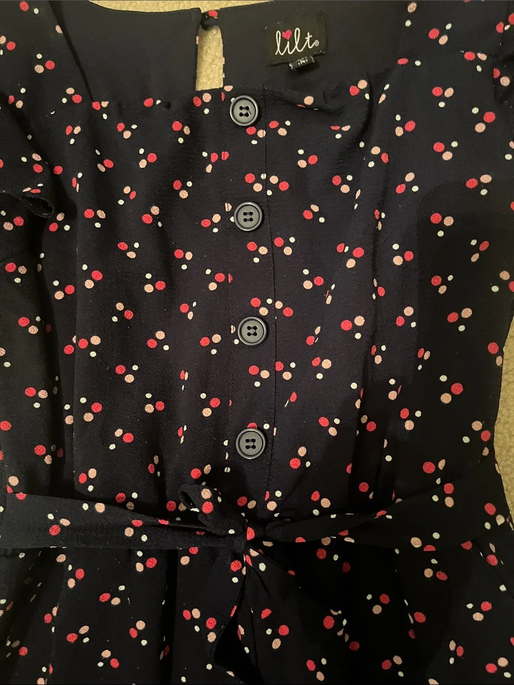 Lilt Girls Jumpsuit with Cherry Pattern